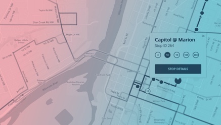 The Cherriots system map, focused on the Capitol@Marion bus stop.